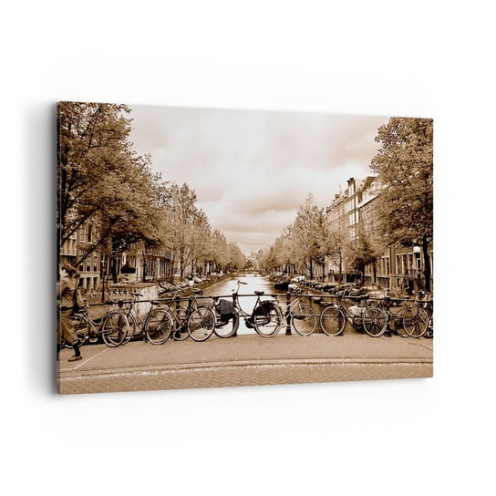 Obraz na płótnie - Holenderskie klimaty - 120x80cm - Miasto Amsterdam Rower - Nowoczesny obraz na ścianę do salonu do sypialni ARTTOR ARTTOR