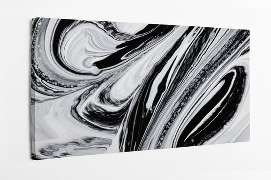 Obraz na płótnie HOMEPRINT, abstrakcja, czarno-białe, rozlana farba, na wodzie, woda 120x50 cm HOMEPRINT
