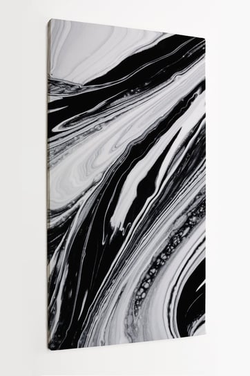 Obraz na płótnie HOMEPRINT, abstrakcja, czarno-białe, rozlana farba, na wodzie, woda 50x100 cm HOMEPRINT
