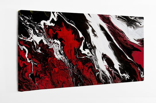 Obraz na płótnie HOMEPRINT, abstrakcja, efekt rozlanej farby, czarny, biały, czerwony 120x50 cm HOMEPRINT