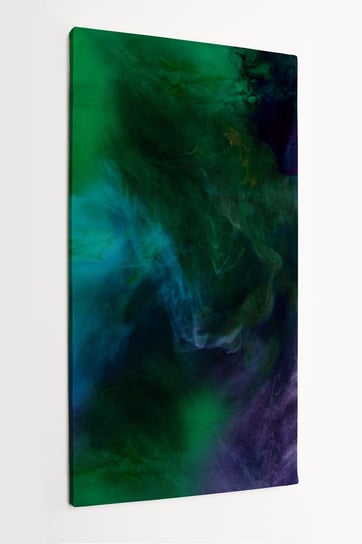 Obraz na płótnie HOMEPRINT, abstrakcja, faktura z niebieskimi, fioletowymi i zielonymi wirami farby wygląda jak kosmos 60x120 cm HOMEPRINT