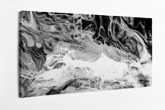 Obraz na płótnie HOMEPRINT, abstrakcja, rozlana, wylana, farba, lakier, na wodzie, abstrakcja, czarne, białe 120x50 cm HOMEPRINT