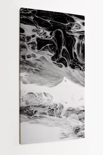 Obraz na płótnie HOMEPRINT, abstrakcja, rozlana, wylana, farba, lakier, na wodzie, abstrakcja, czarne, białe 50x100 cm HOMEPRINT
