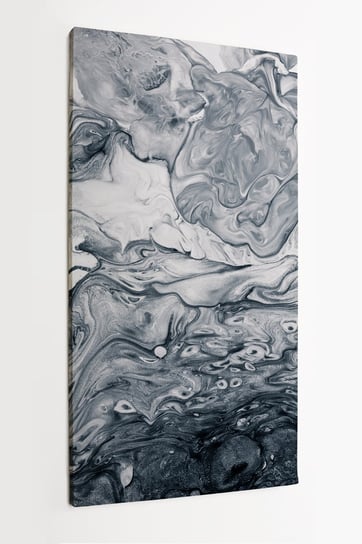 Obraz na płótnie HOMEPRINT, abstrakcja, rozlana, wylana, farba, lakier, na wodzie, abstrakcja, czarno-białe, chłodny niebieski 60x120 cm HOMEPRINT