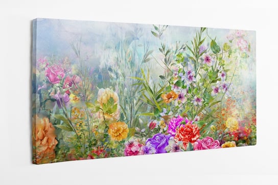 Obraz na płótnie HOMEPRINT, abstrakcyjne, kolorowe, kwiaty, wiosna, wielobarwna 120x50 cm HOMEPRINT