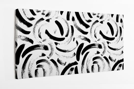 Obraz na płótnie HOMEPRINT, abstrakcyjne wzory namalowane czarną farbą na białym tle 120x60 cm HOMEPRINT