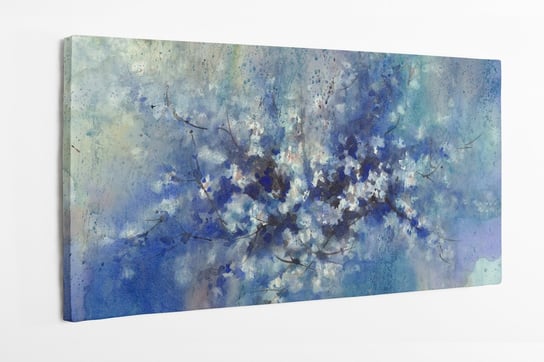 Obraz na płótnie HOMEPRINT, abstrakcyjny pejzaż malarski niebieskich kwiatów 120x60 cm HOMEPRINT