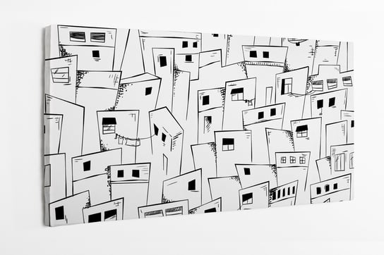 Obraz na płótnie HOMEPRINT abstrakcyjny wzór czarno - białych budynków, abstrakcja, sztuka nowoczesna 125x50 cm HOMEPRINT