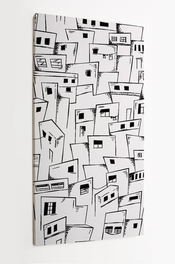 Obraz na płótnie HOMEPRINT abstrakcyjny wzór czarno - białych budynków, abstrakcja, sztuka nowoczesna 50x100 cm HOMEPRINT