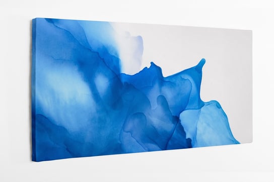 Obraz na płótnie HOMEPRINT,  abstrakcyjny wzór rozlanego niebieskiego atramentu na białym tle 100x50 cm HOMEPRINT