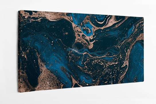 Obraz na płótnie HOMEPRINT, abstrakcyjny wzór rozlanego niebieskiego atramentu z dodatkiem złotego pyłu 100x50 cm HOMEPRINT