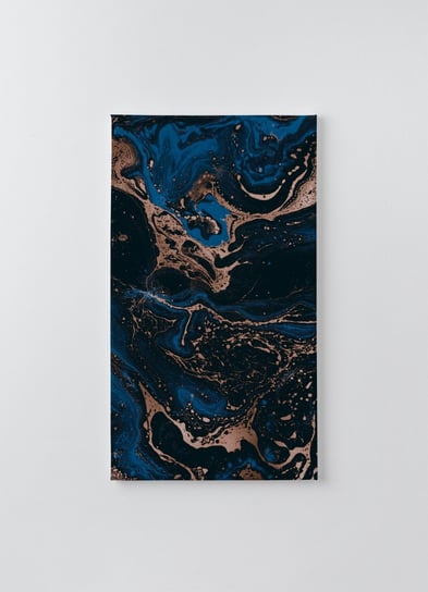 Obraz na płótnie HOMEPRINT, abstrakcyjny wzór rozlanego niebieskiego atramentu z dodatkiem złotego pyłu 50x100 cm HOMEPRINT