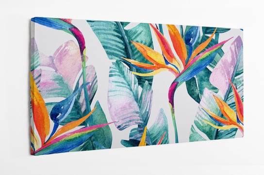 Obraz na płótnie HOMEPRINT, akwarele, abstrakcja, kwiaty, liście, wzór, kolaż 120x60 cm HOMEPRINT