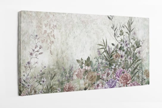 Obraz na płótnie HOMEPRINT, akwarele, kwiaty, rośliny, natura, vintage, retro 100x50 cm HOMEPRINT