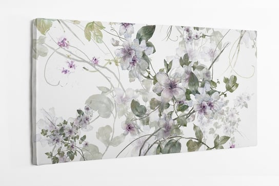 Obraz na płótnie HOMEPRINT, akwarele, kwiaty, wzór, kwiaty ogrodowe 100x50 cm HOMEPRINT
