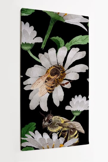 Obraz na płótnie HOMEPRINT, akwarele, pszczółki, stokrotki, pole, łąka 50x100 cm HOMEPRINT