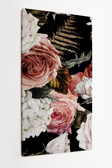 Obraz na płótnie HOMEPRINT, akwarele, róża, kwiaty, realistyczne, zbliżenie, detale, kwiat, bukiet 50x100 cm HOMEPRINT
