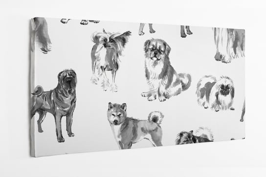 Obraz na płótnie HOMEPRINT, akwarele, wzór, psy, pieski 120x60 cm HOMEPRINT