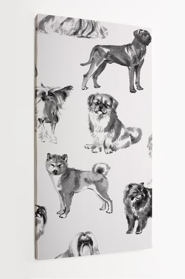 Obraz na płótnie HOMEPRINT, akwarele, wzór, psy, pieski 50x100 cm HOMEPRINT