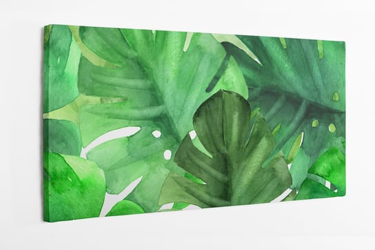 Obraz na płótnie HOMEPRINT, akwarele, zielone liście n białym tle 120x60 cm HOMEPRINT