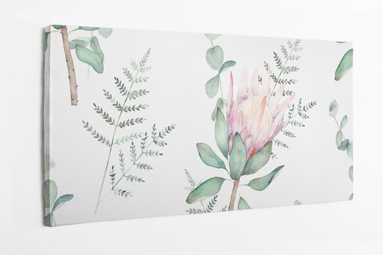 Obraz na płótnie HOMEPRINT, akwarelowe kwiaty botaniczne w pastelowych kolorach na białym tle 100x50 cm HOMEPRINT