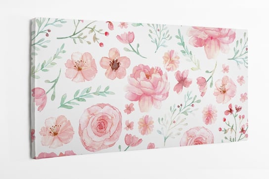 Obraz na płótnie HOMEPRINT, akwarelowe kwiaty polne w różowym kolorze 120x60 cm HOMEPRINT