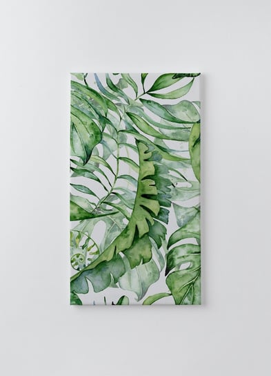 Obraz na płótnie HOMEPRINT, akwarelowe liście tropikalne na białym tle, liście palmy, monstera 50x100 cm HOMEPRINT