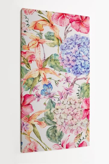 Obraz na płótnie HOMEPRINT, akwarelowy bukiet kolorowych kwiatów na jasnym tle 50x100 cm HOMEPRINT
