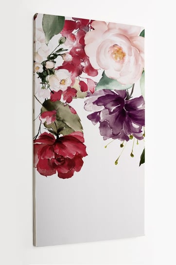 Obraz na płótnie HOMEPRINT,  akwarelowy bukiet kolorowych kwiatów na jasnym tle 60x120 cm HOMEPRINT