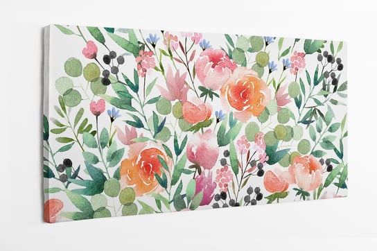 Obraz na płótnie HOMEPRINT, akwarelowy bukiet kwiatów, wiosenne kwiaty 100x50 cm HOMEPRINT