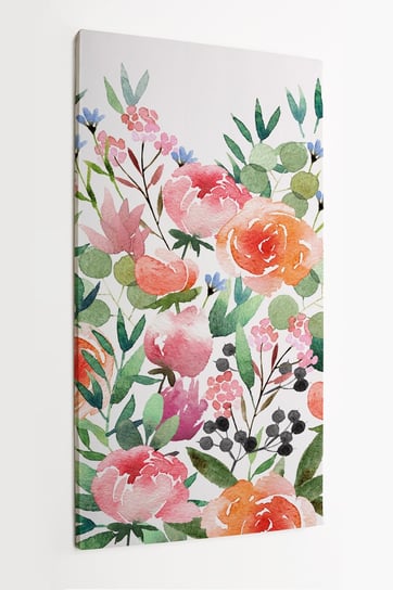 Obraz na płótnie HOMEPRINT, akwarelowy bukiet kwiatów, wiosenne kwiaty 50x100 cm HOMEPRINT