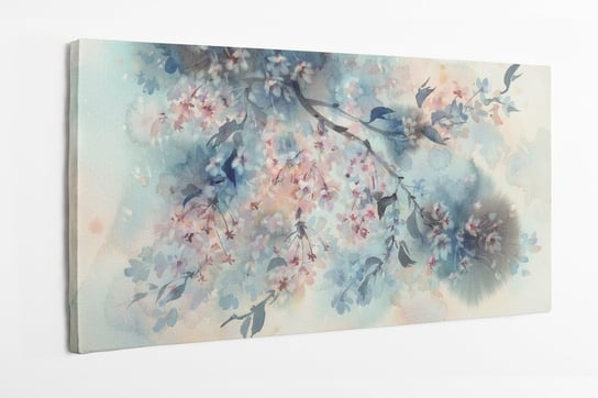 Obraz na płótnie HOMEPRINT akwarelowy bukiet kwiatów wiosennych na jasnym tle 120x60 cm HOMEPRINT