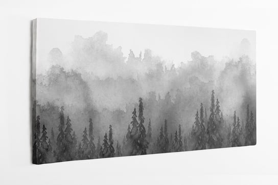 Obraz na płótnie HOMEPRINT, Akwarelowy motyw lasu za mgłą 100x50 cm HOMEPRINT