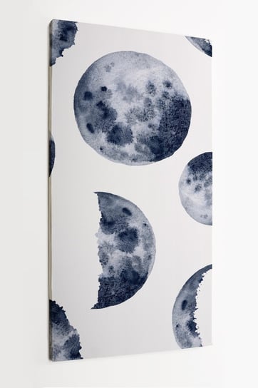 Obraz na płótnie HOMEPRINT,  akwarelowy wzór faz księżyca na białym tle 60x120 cm HOMEPRINT
