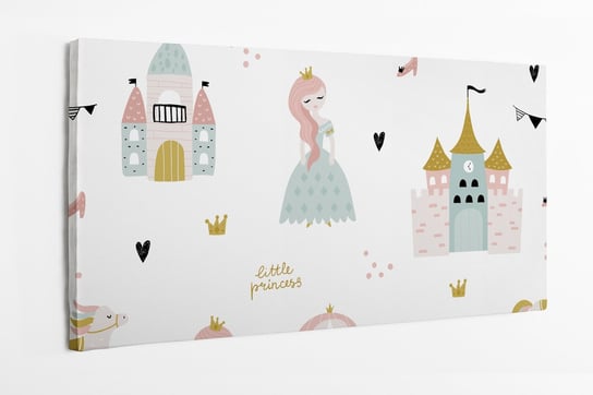 Obraz na płótnie HOMEPRINT, animacja księżniczki przy zamku, pokój dziewczęcy 120x50 cm HOMEPRINT