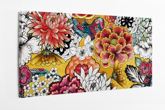 Obraz na płótnie HOMEPRINT, azjatycki tradycyjny wzór kwiatowy, 100x50 cm HOMEPRINT