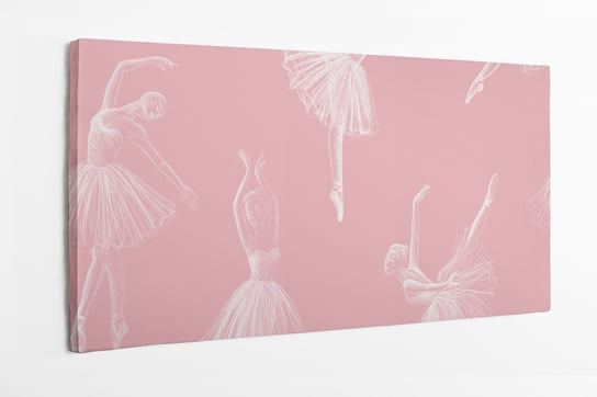 Obraz na płótnie HOMEPRINT, baletnica na różowym tle, pokój dziewczęcy 120x50 cm HOMEPRINT
