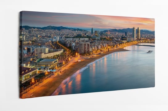 Obraz na płótnie HOMEPRINT, Barcelona o zachodzie słońca, panorama miasta 100x50 cm HOMEPRINT