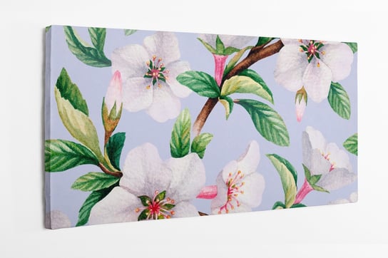 Obraz na płótnie HOMEPRINT, białe kwiaty, kwiaty jabłoni, wzór 100x50 cm HOMEPRINT