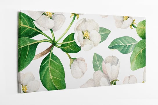Obraz na płótnie HOMEPRINT, białe kwiaty, kwiaty jabłoni, wzór, jasny 100x50 cm HOMEPRINT