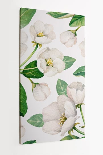 Obraz na płótnie HOMEPRINT, białe kwiaty, kwiaty jabłoni, wzór, jasny 60x120 cm HOMEPRINT