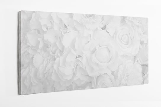 Obraz na płótnie HOMEPRINT, białe róże widziane z góry 140x70 cm HOMEPRINT
