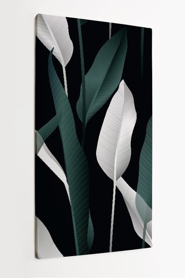 Obraz na płótnie HOMEPRINT, biało-zielone liście tropików 50x100 cm HOMEPRINT
