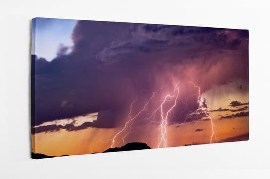 Obraz na płótnie HOMEPRINT, błyskawice, zachód słońca, burza, sztorm, piorun 120x50 cm HOMEPRINT