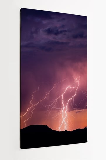 Obraz na płótnie HOMEPRINT, błyskawice, zachód słońca, burza, sztorm, piorun 50x100 cm HOMEPRINT