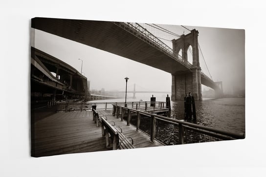 Obraz na płótnie HOMEPRINT, Brooklyn, most brukliński, New Jork, czarno-biały 120x50 cm HOMEPRINT