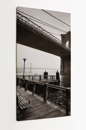 Obraz na płótnie HOMEPRINT, Brooklyn, most brukliński, New Jork, czarno-biały 50x100 cm HOMEPRINT