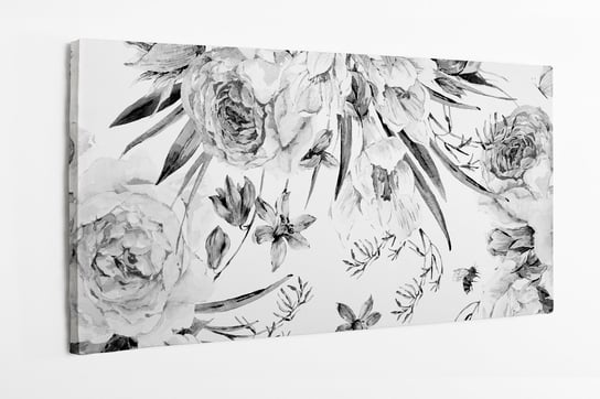 Obraz na płótnie HOMEPRINT, bukiet białych kwiatów, białe kwiaty, akwarele, jasne tło 100x50 cm HOMEPRINT