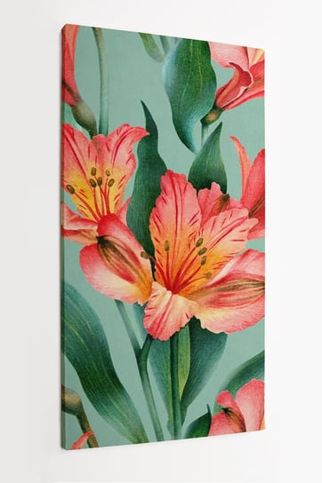 Obraz na płótnie HOMEPRINT, bukiet kwiat, lilie czerwone na zielonym tle 50x100 cm HOMEPRINT