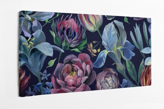 Obraz na płótnie HOMEPRINT, bukiet kwiatów na czarnym tle 100x50 cm HOMEPRINT